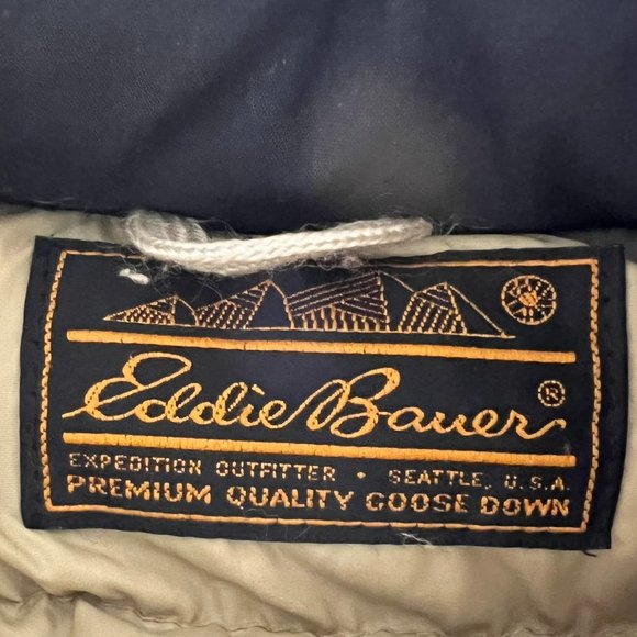 EDDIE BAUER Vintage 90's Goose Down Men's Navy Blue Puffer Jacket Coat - Picture 8 of 14